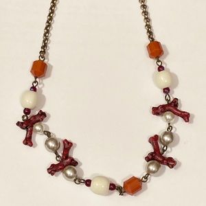 Sabina Coral Reed Chocker Necklace Vacation Summer Beach Jewelry Brushed Silver